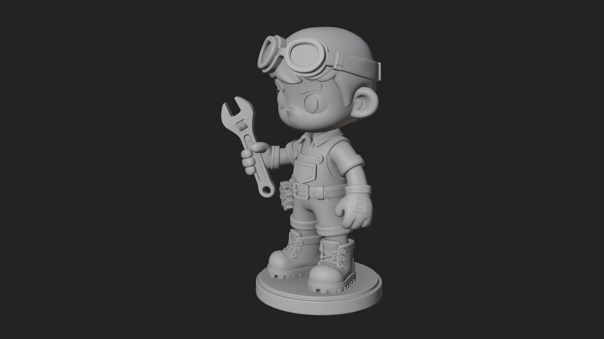 Chibi Mechanic Boy Statue Design 3 3D Print Model 3D Model
