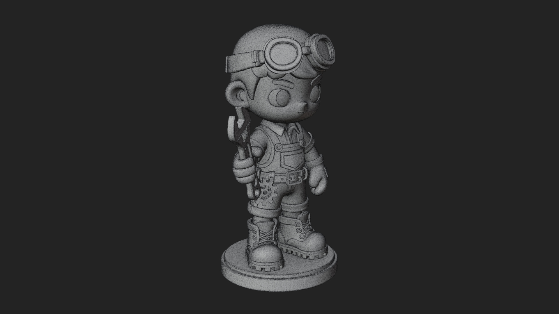Chibi Mechanic Boy Statue Design 3 3D Print Model 3D Model