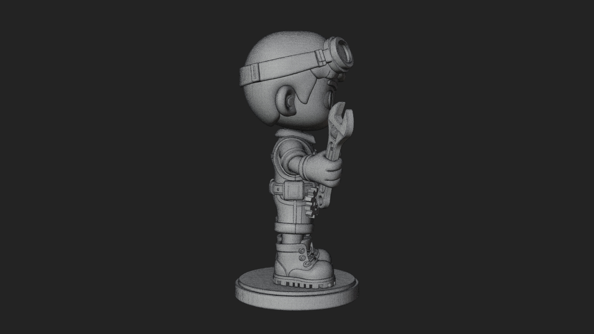 Chibi Mechanic Boy Statue Design 3 3D Print Model 3D Model