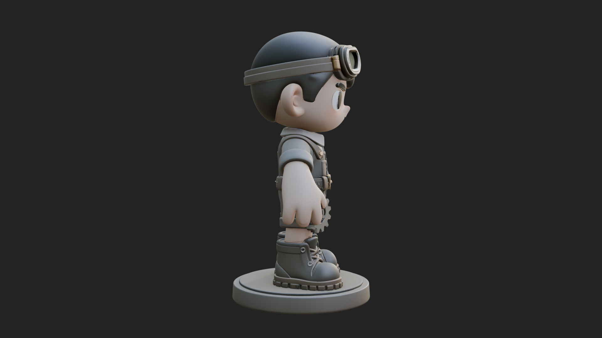 Chibi Mechanic Boy Statue Design 4 3D Print Model 3D Model