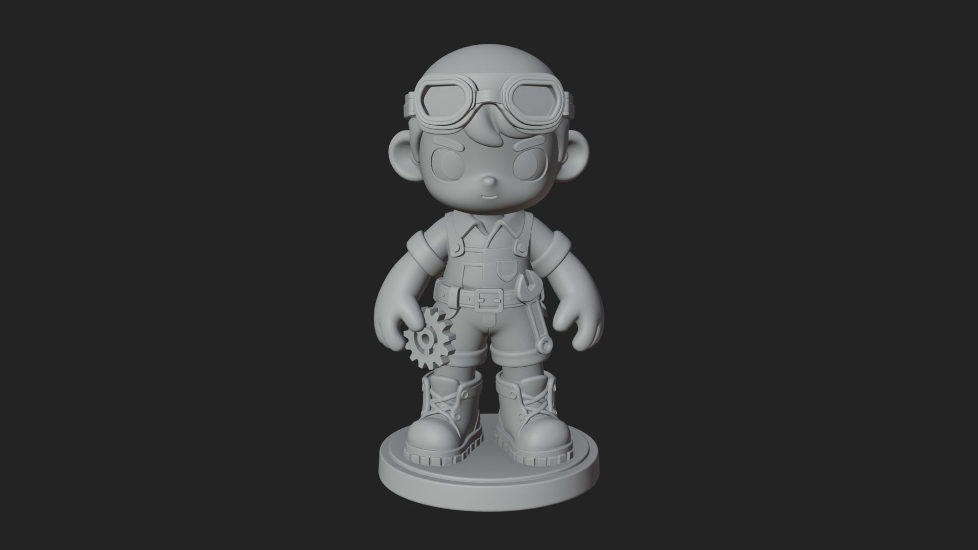 Chibi Mechanic Boy Statue Design 4 3D Print Model 3D Model