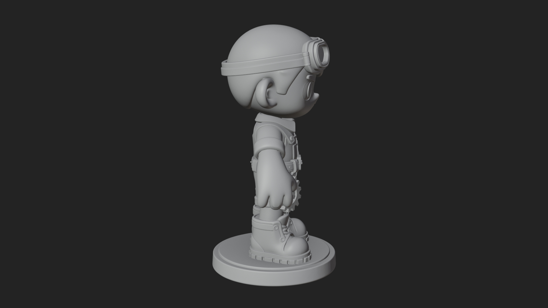 Chibi Mechanic Boy Statue Design 4 3D Print Model 3D Model