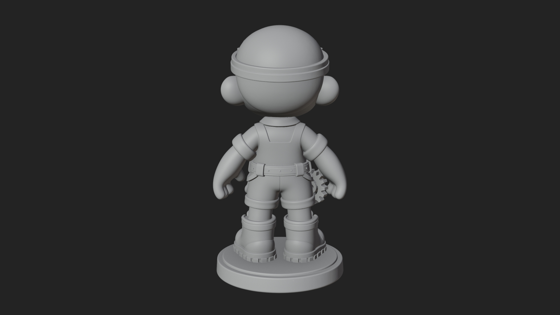 Chibi Mechanic Boy Statue Design 4 3D Print Model 3D Model