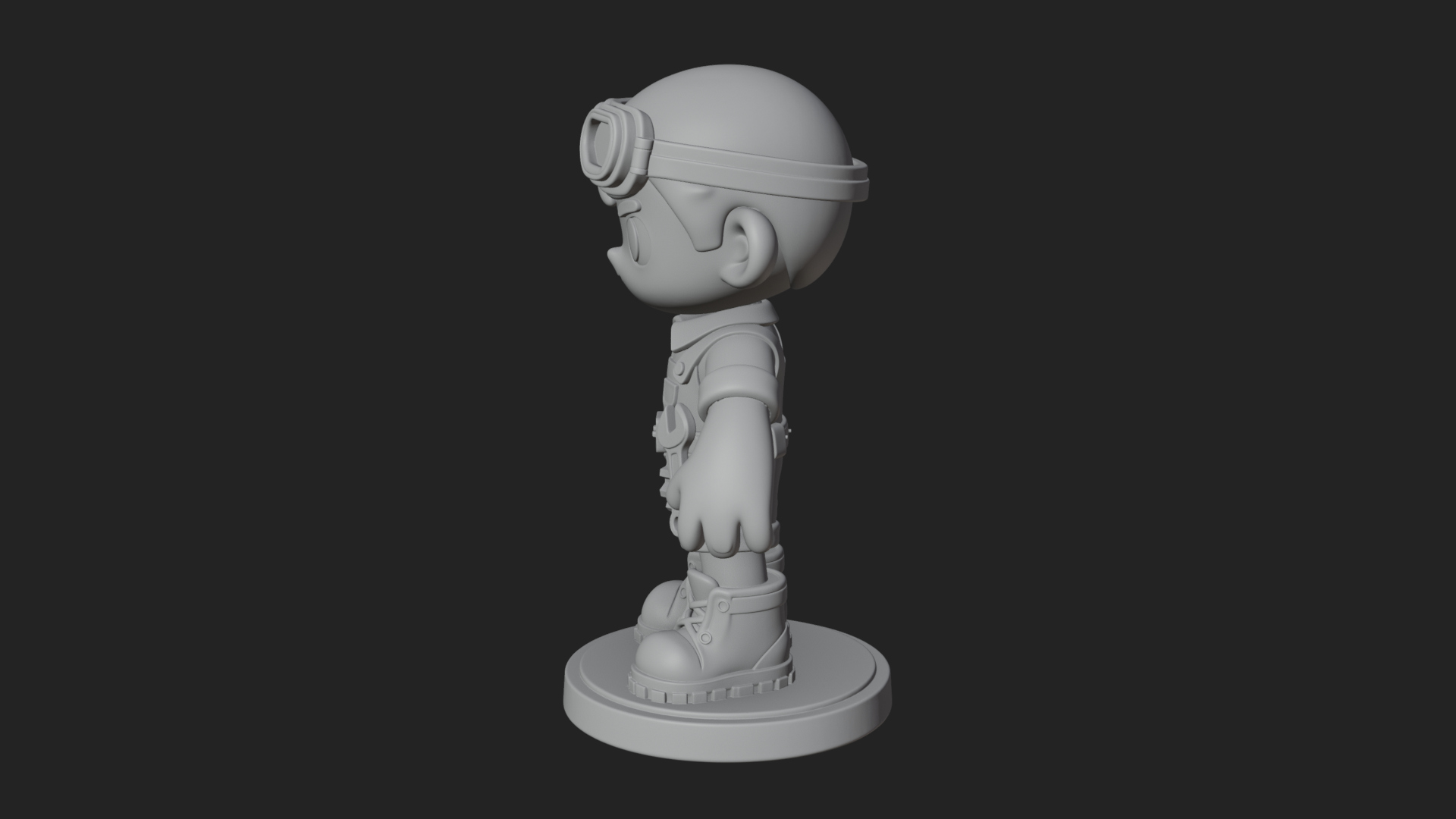 Chibi Mechanic Boy Statue Design 4 3D Print Model 3D Model