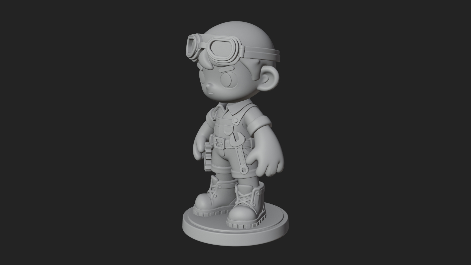 Chibi Mechanic Boy Statue Design 4 3D Print Model 3D Model
