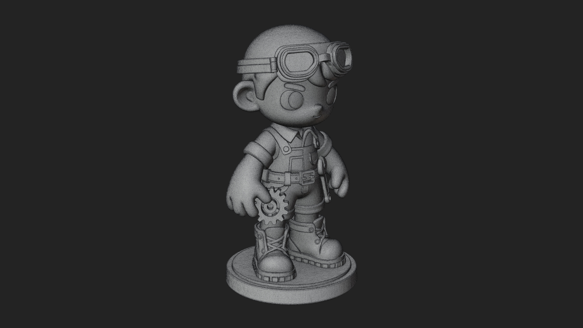 Chibi Mechanic Boy Statue Design 4 3D Print Model 3D Model