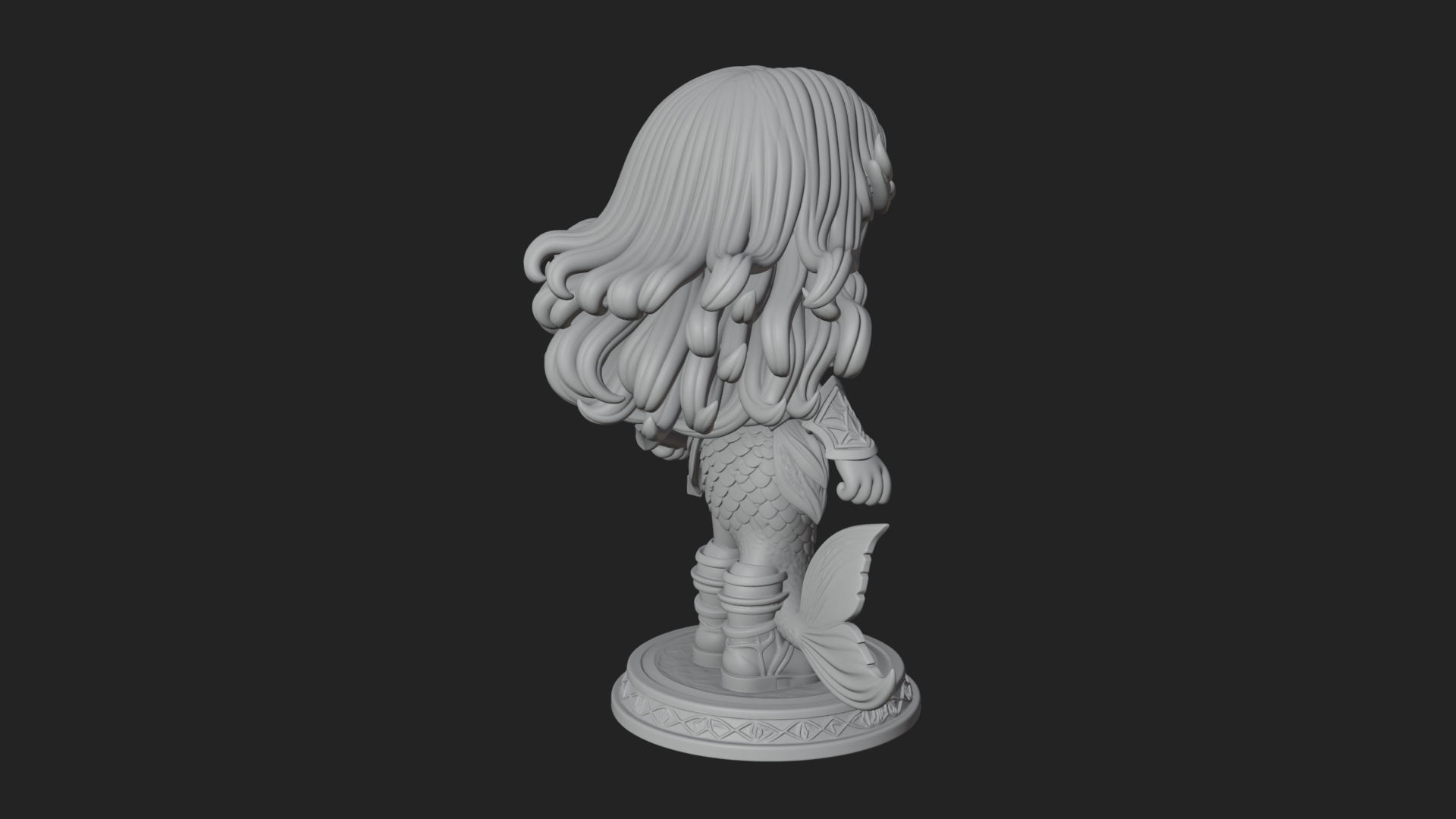 Chibi Mermaid with Sword Statue Design 2 3D Print Model 3D Model
