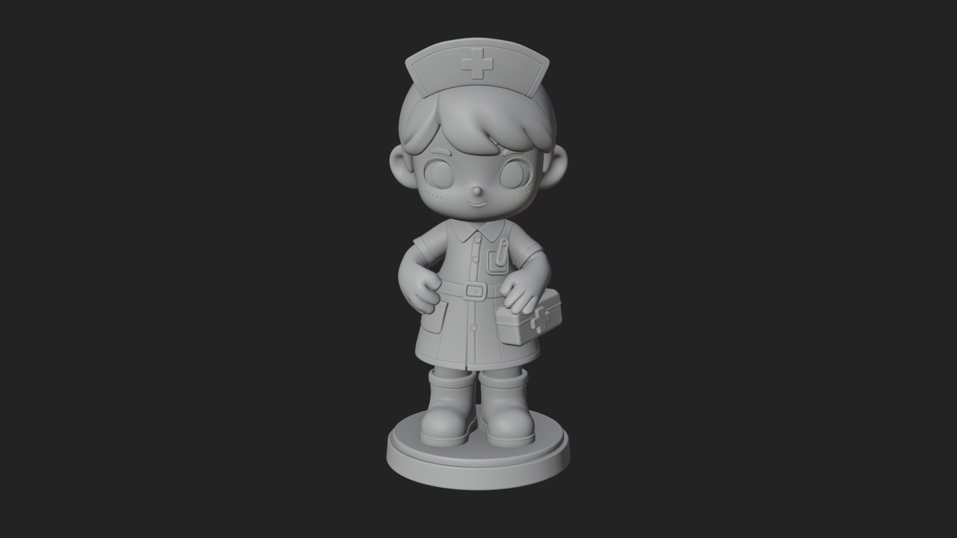 Chibi Nurse Girl Statue Design 1 3D Print Model 3D Model