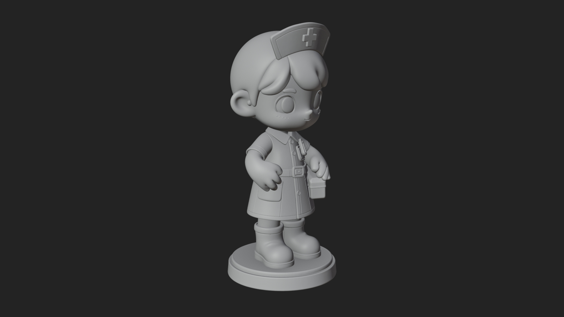 Chibi Nurse Girl Statue Design 1 3D Print Model 3D Model