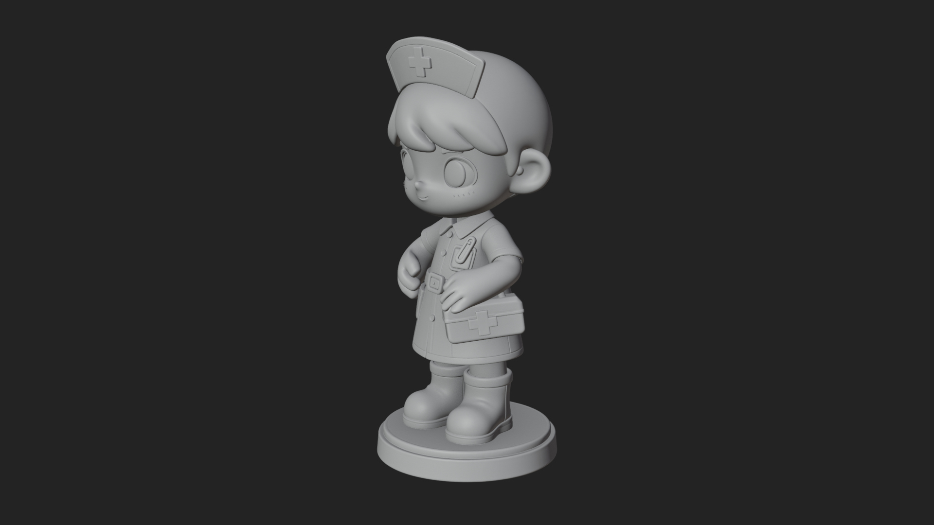 Chibi Nurse Girl Statue Design 1 3D Print Model 3D Model