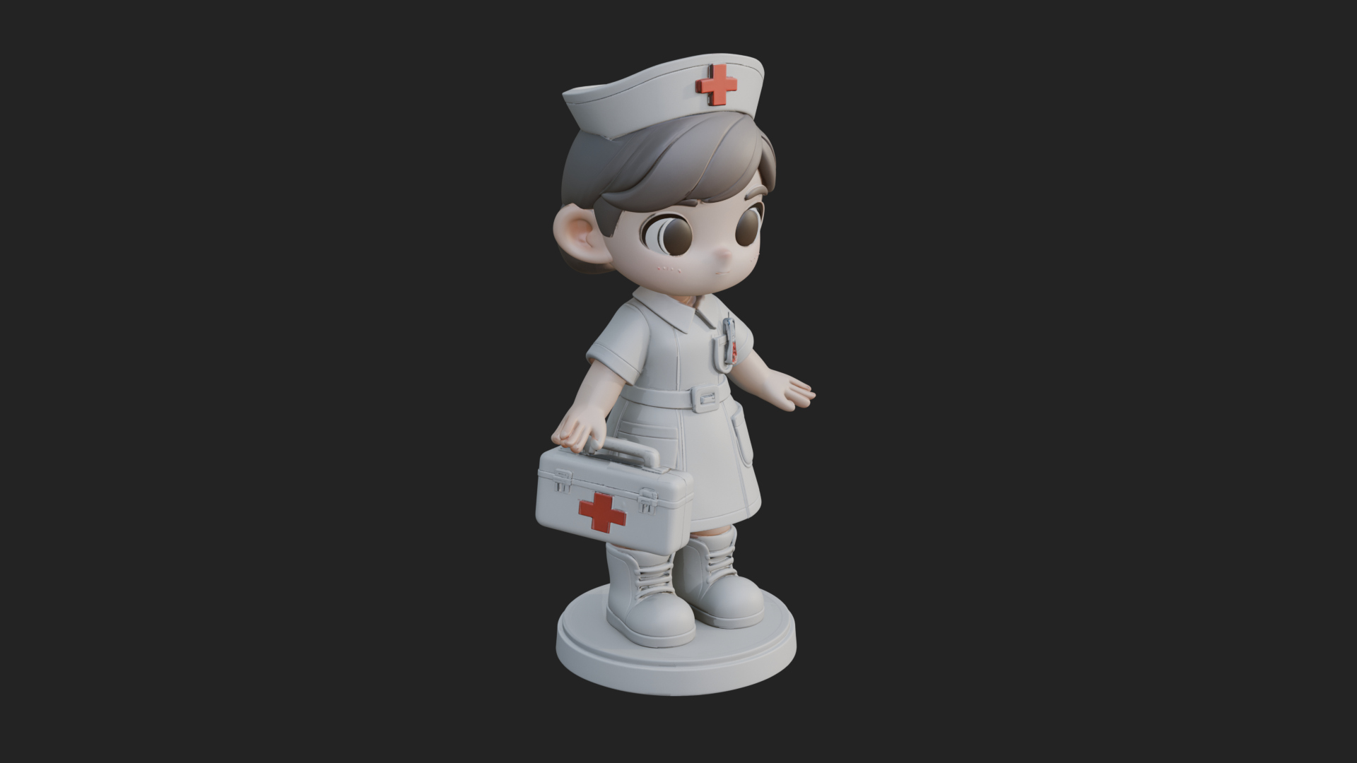 Chibi Nurse Girl Statue Design 2 3D Print Model 3D Model