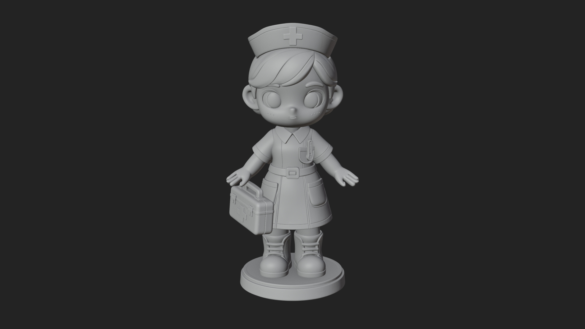 Chibi Nurse Girl Statue Design 2 3D Print Model 3D Model