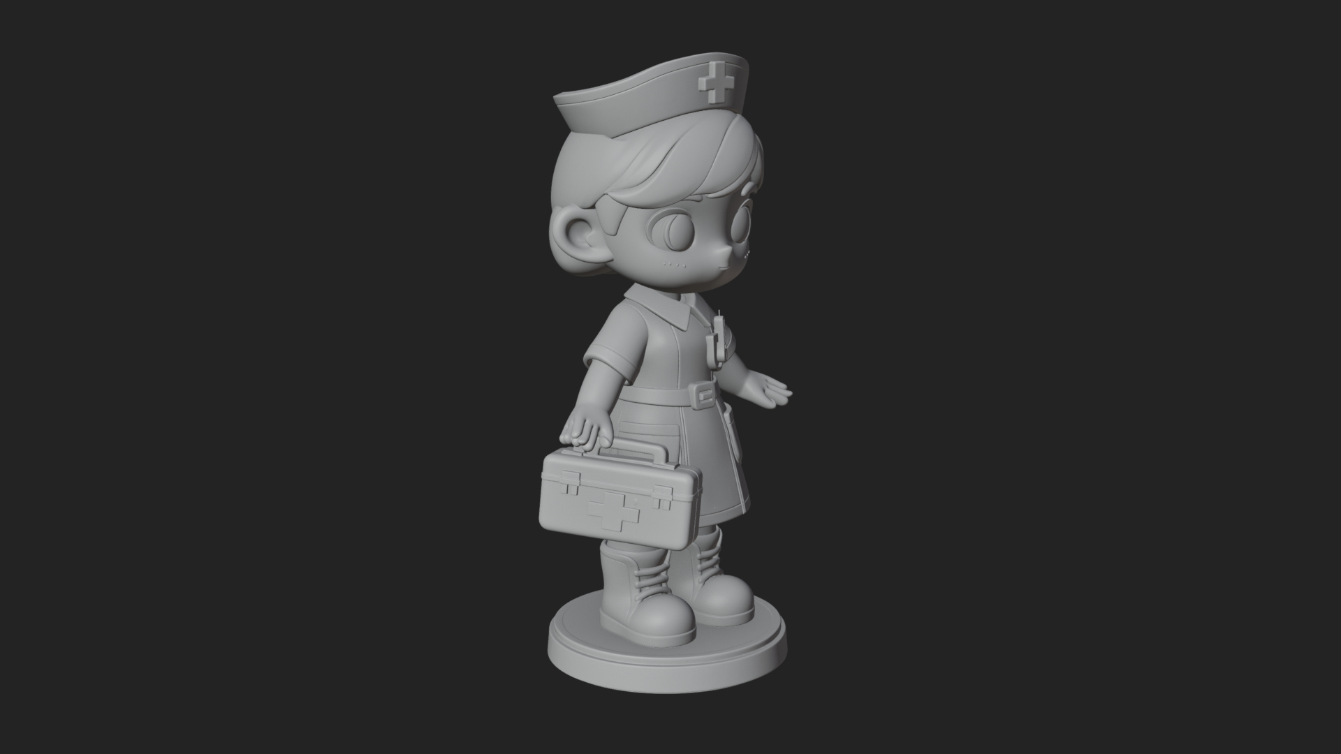 Chibi Nurse Girl Statue Design 2 3D Print Model 3D Model