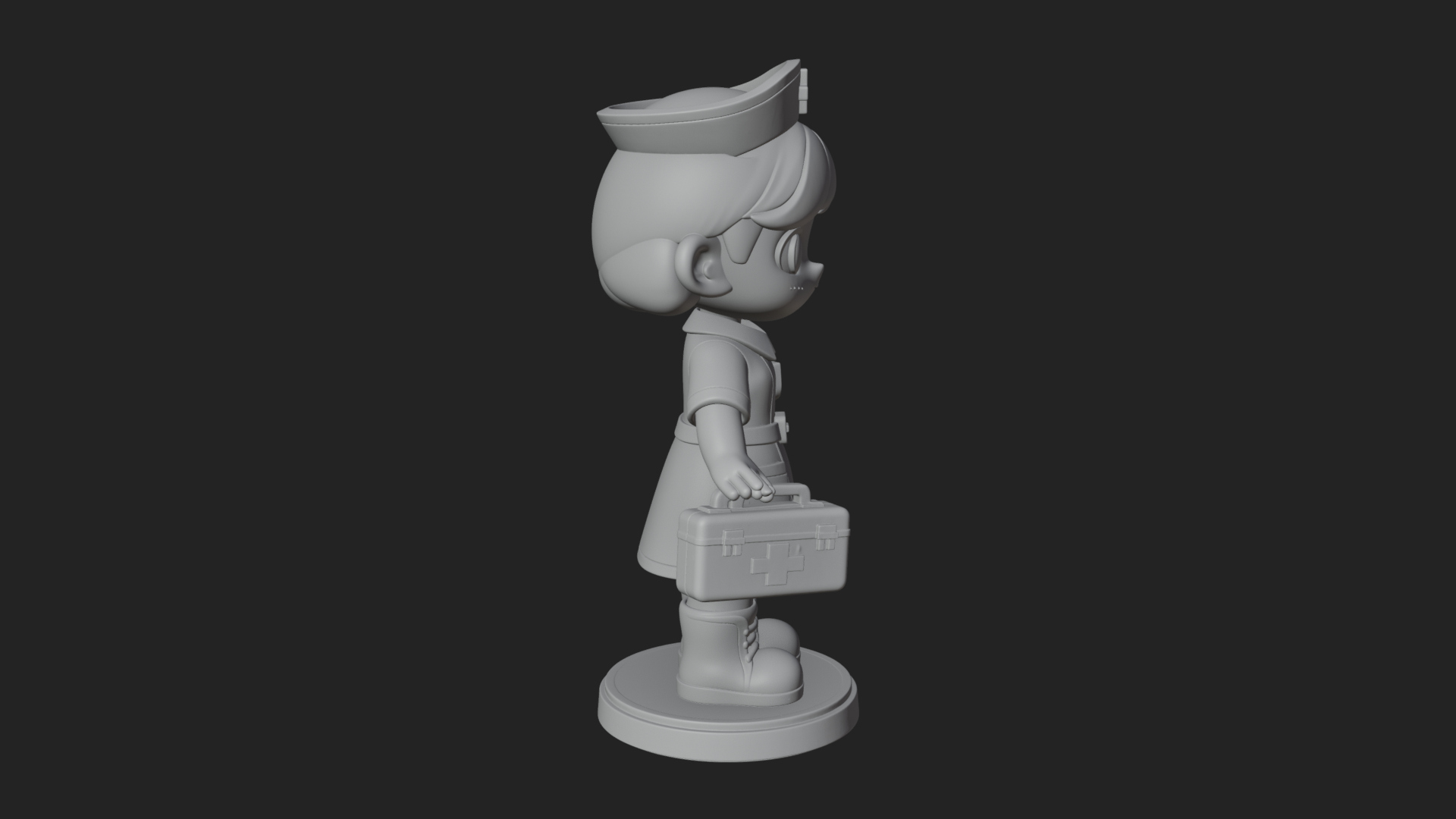 Chibi Nurse Girl Statue Design 2 3D Print Model 3D Model