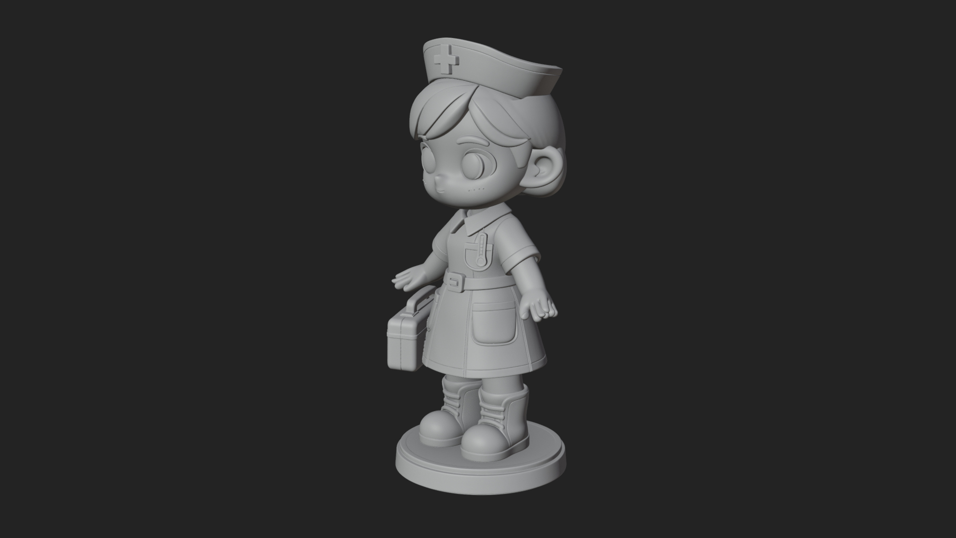 Chibi Nurse Girl Statue Design 2 3D Print Model 3D Model