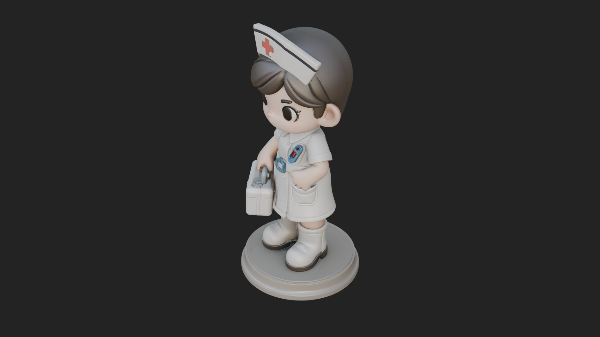 Chibi Nurse Girl Statue Design 3 3D Print Model 3D Model