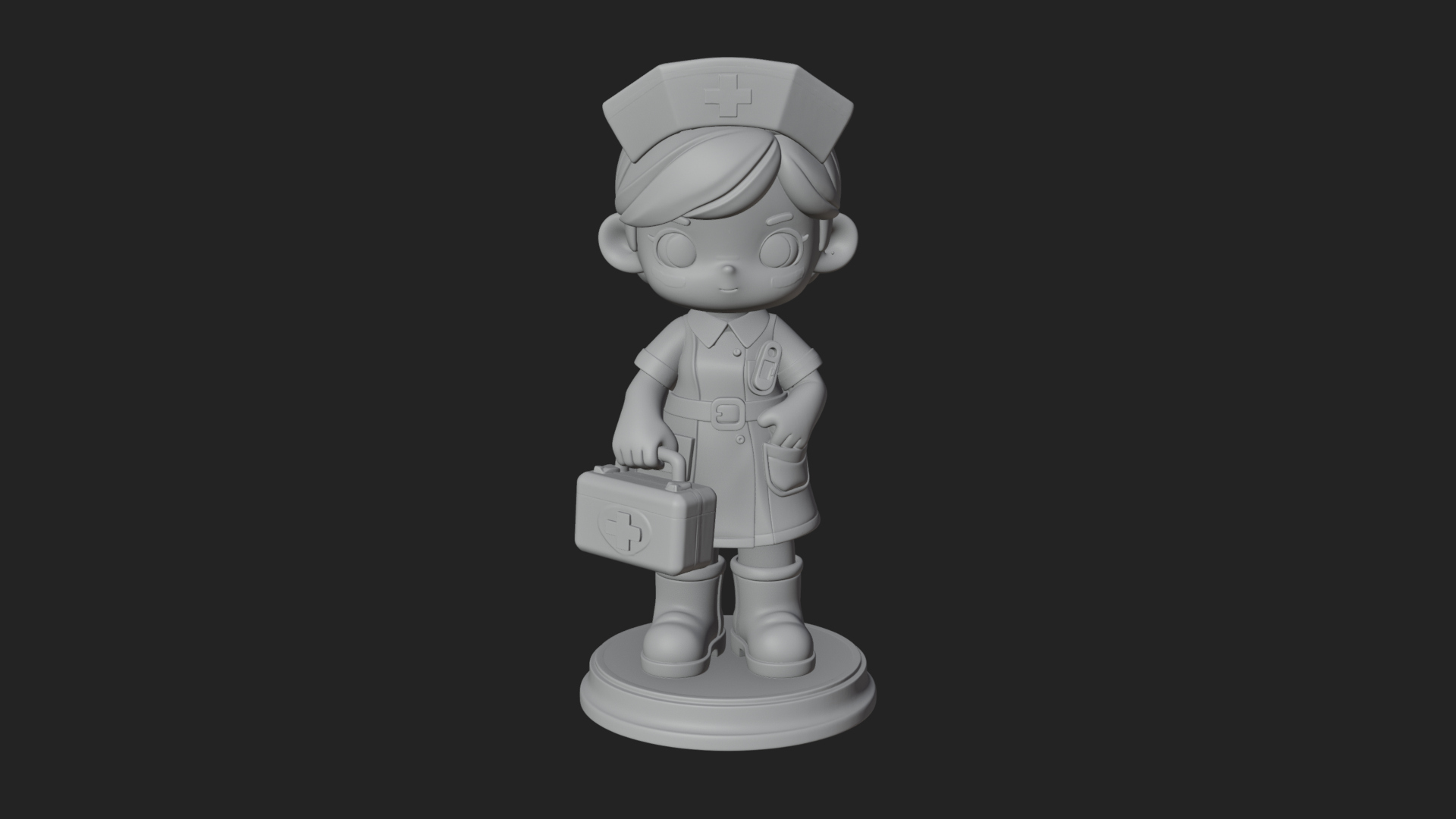 Chibi Nurse Girl Statue Design 3 3D Print Model 3D Model
