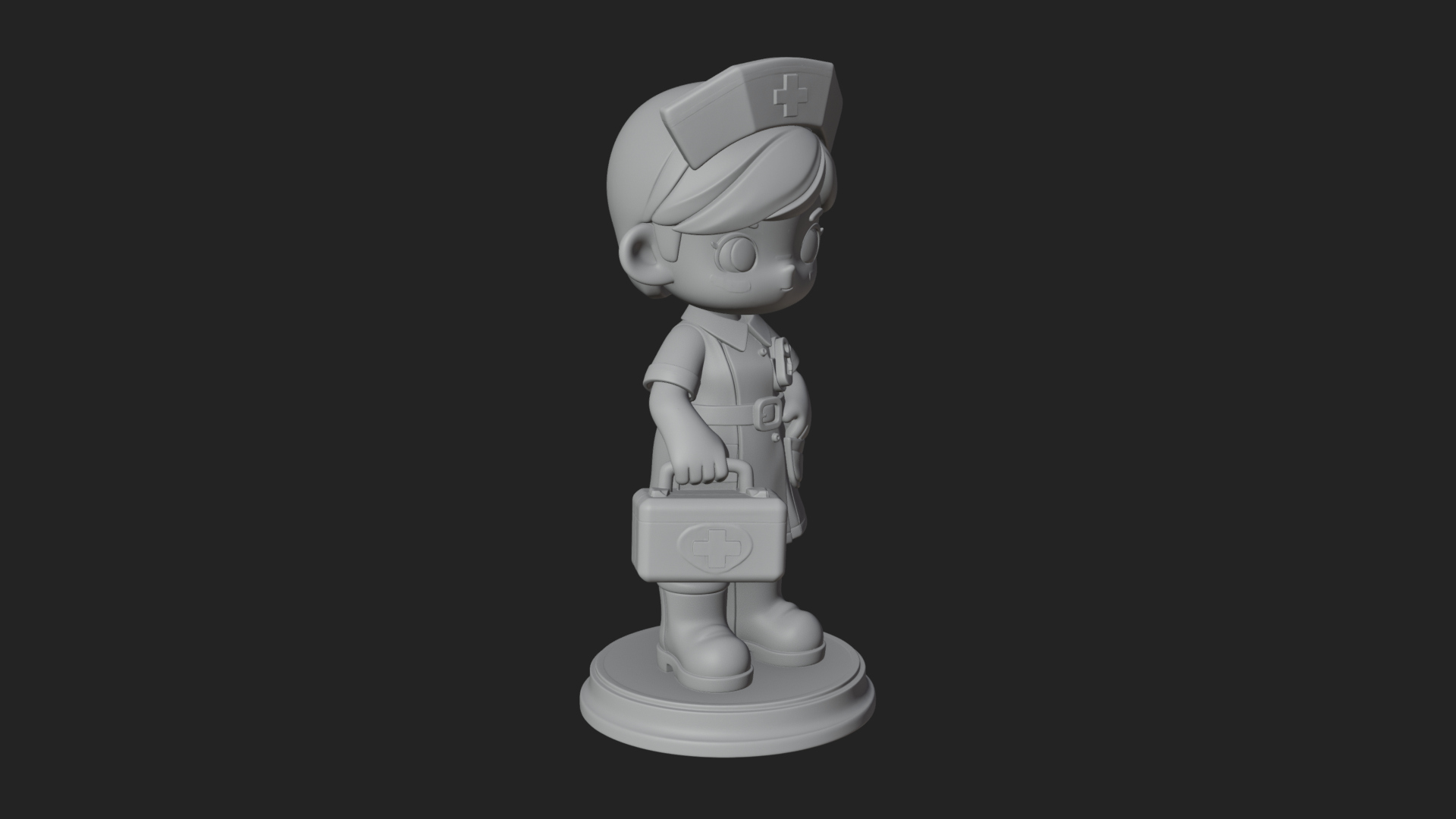 Chibi Nurse Girl Statue Design 3 3D Print Model 3D Model