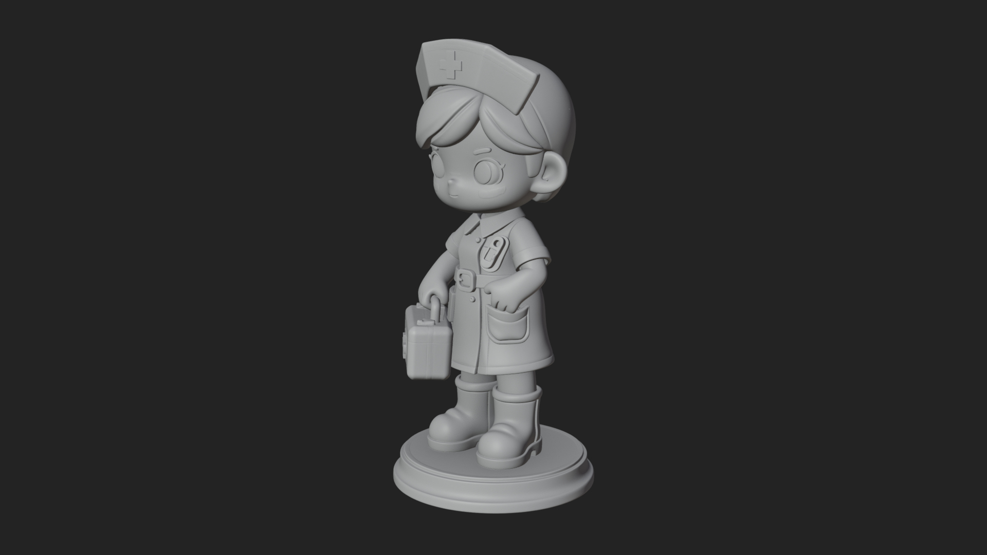 Chibi Nurse Girl Statue Design 3 3D Print Model 3D Model