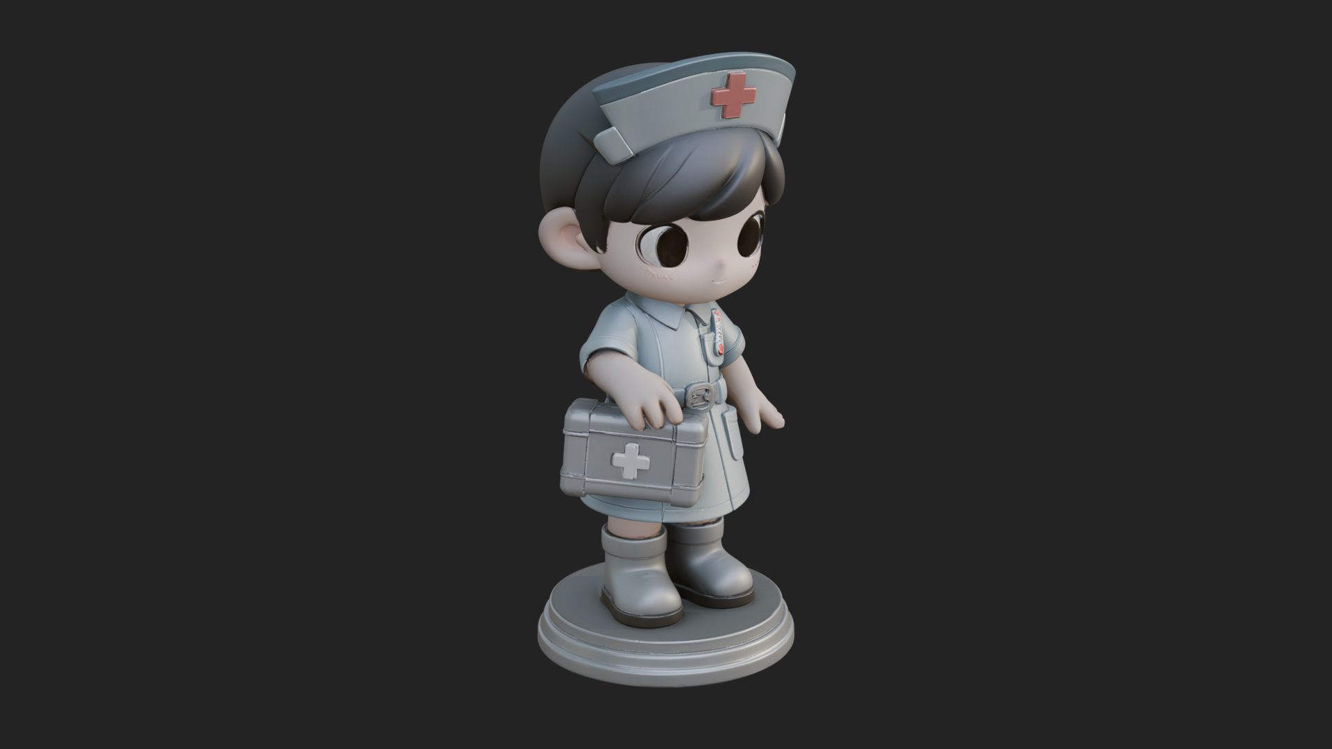 Chibi Nurse Girl Statue Design 4 3D Print Model 3D Model