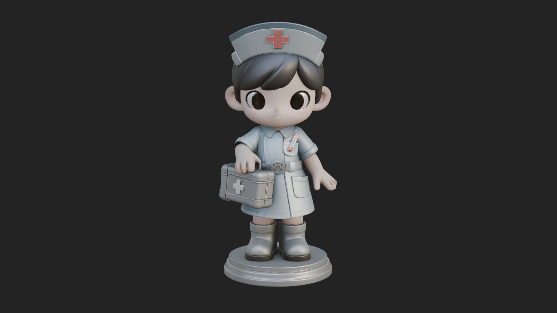Chibi Nurse Girl Statue Design 4 3D Print Model 3D Model