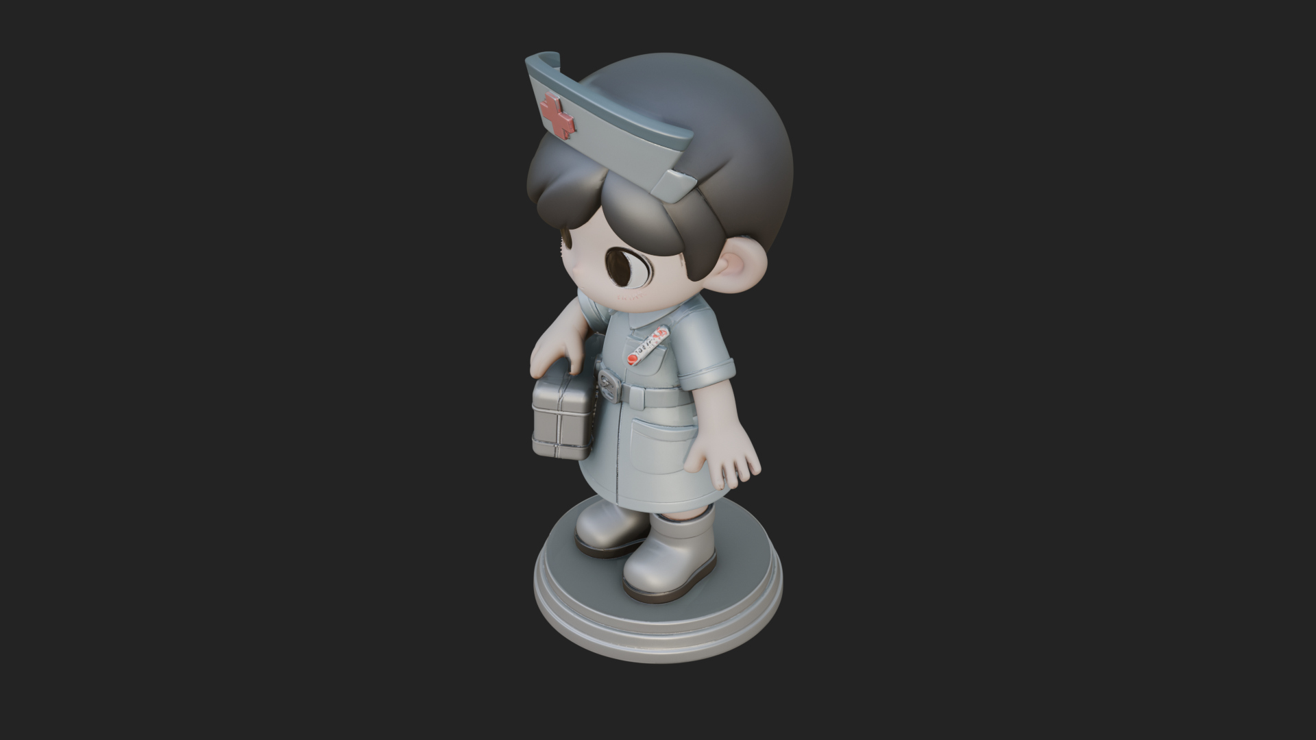 Chibi Nurse Girl Statue Design 4 3D Print Model 3D Model