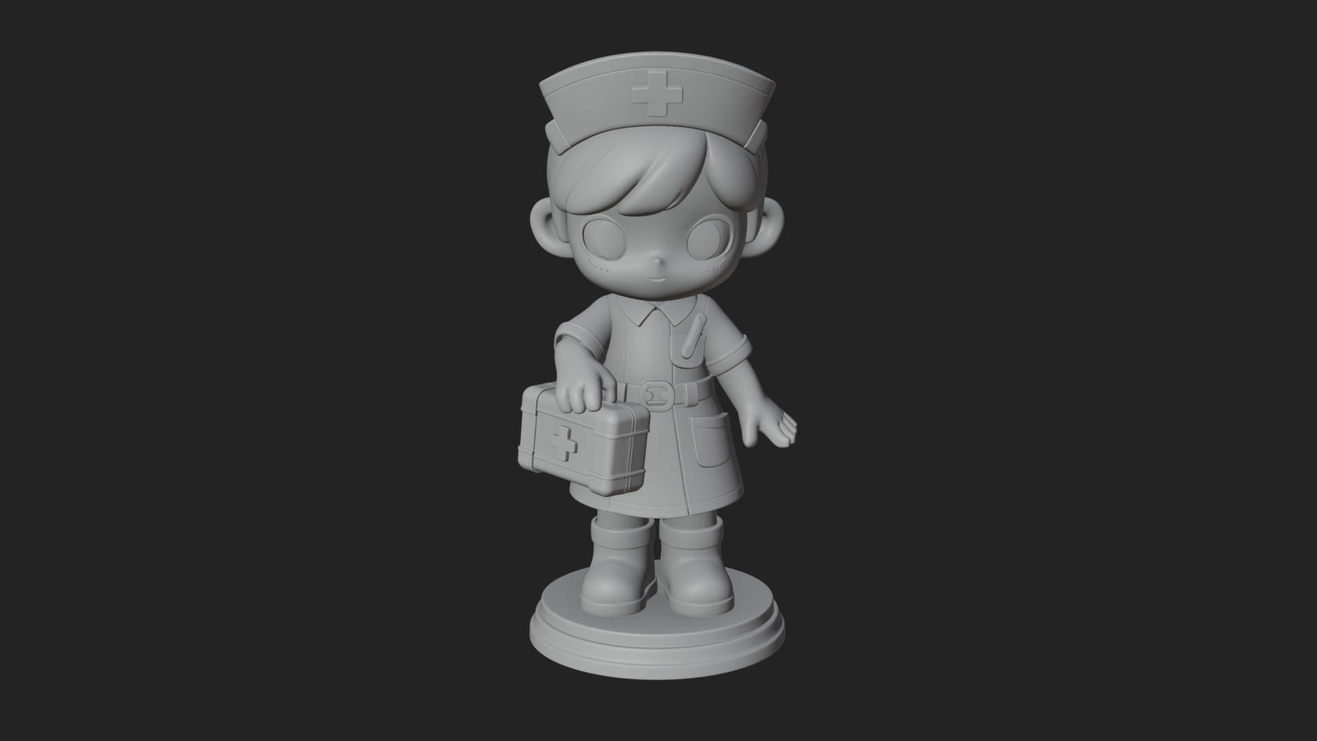 Chibi Nurse Girl Statue Design 4 3D Print Model 3D Model