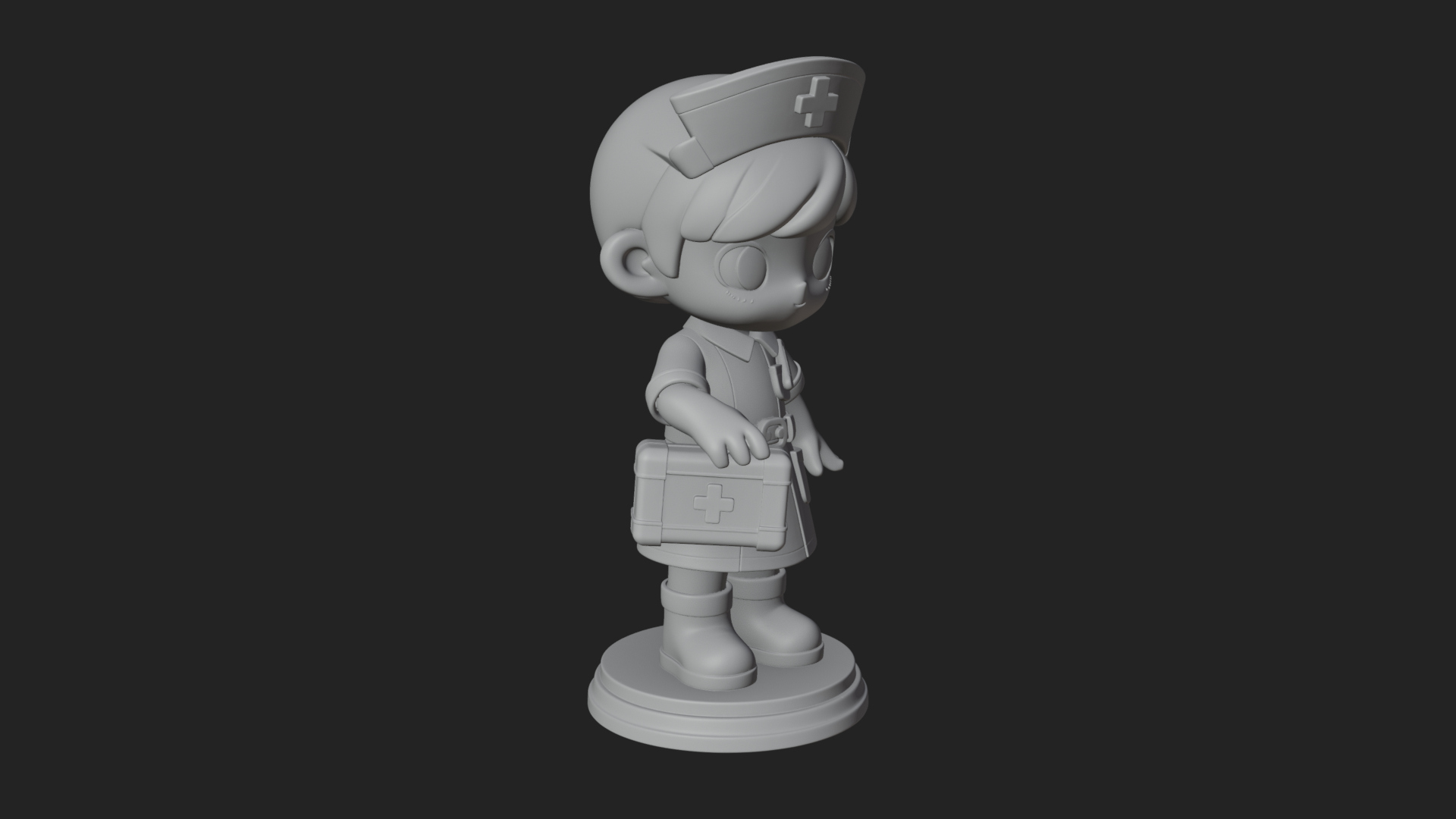 Chibi Nurse Girl Statue Design 4 3D Print Model 3D Model