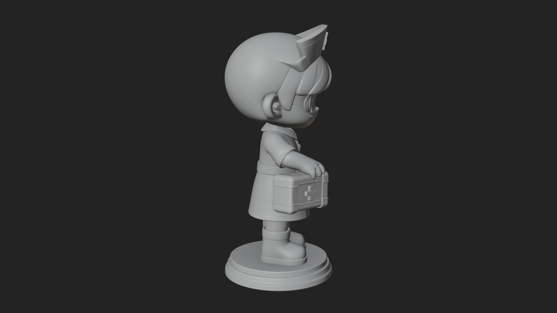 Chibi Nurse Girl Statue Design 4 3D Print Model 3D Model