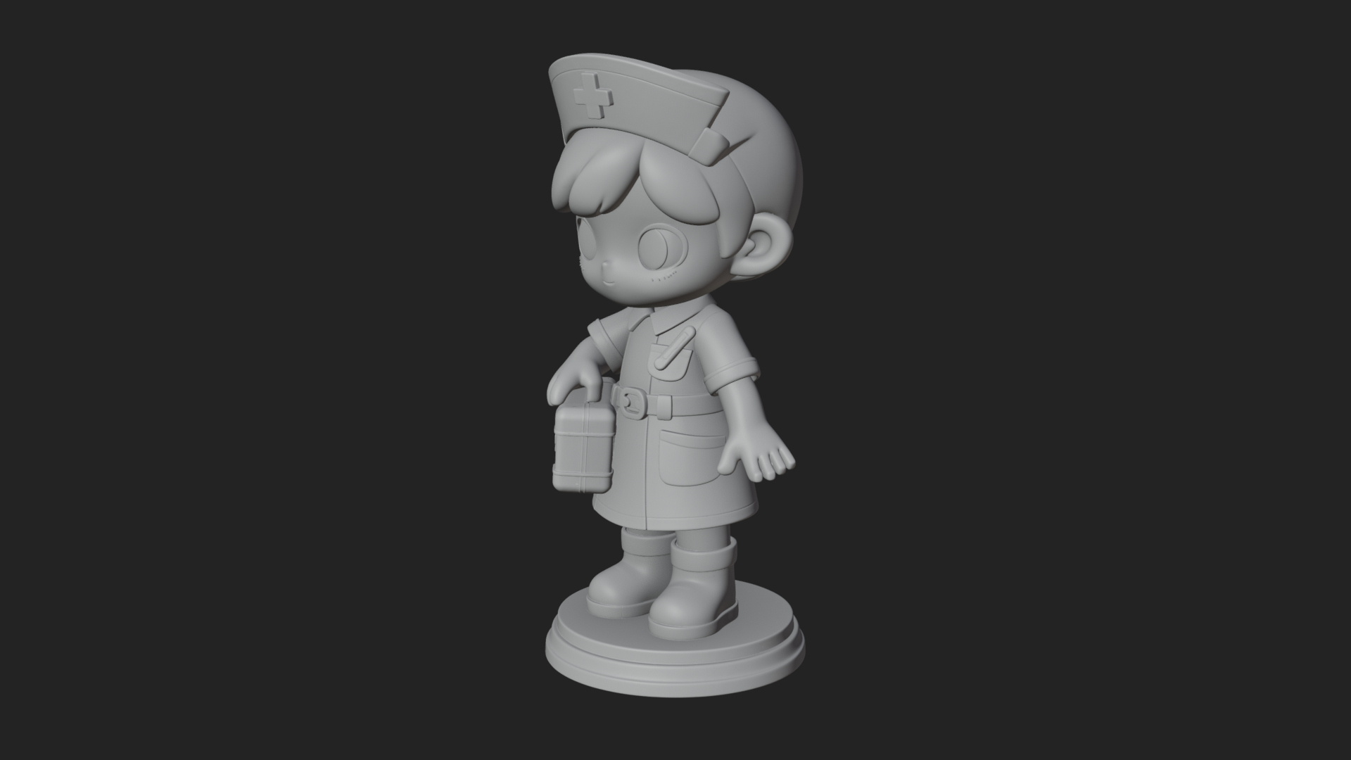 Chibi Nurse Girl Statue Design 4 3D Print Model 3D Model