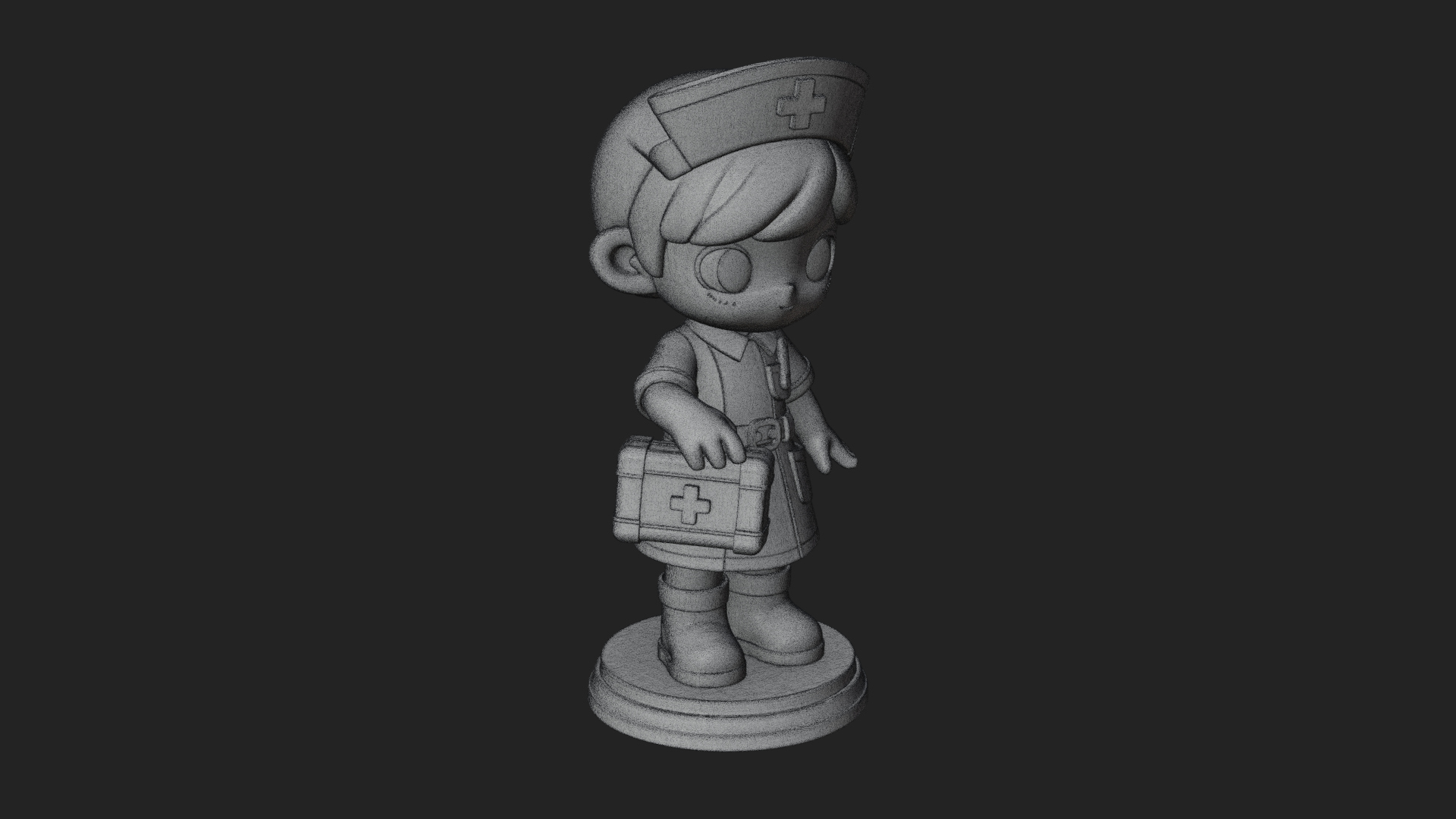 Chibi Nurse Girl Statue Design 4 3D Print Model 3D Model