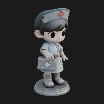 Chibi Nurse Girl Statue Design 4 3D Print Model