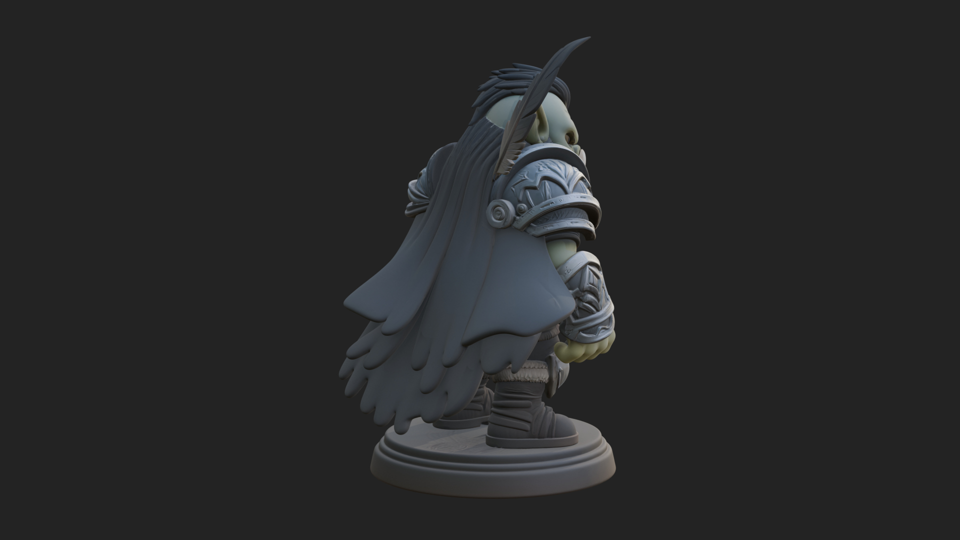 Chibi Orc with War Axe Statue Design 1 3D Print Model 3D Model