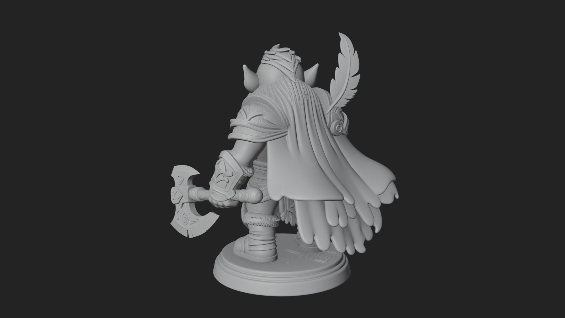 Chibi Orc with War Axe Statue Design 1 3D Print Model 3D Model
