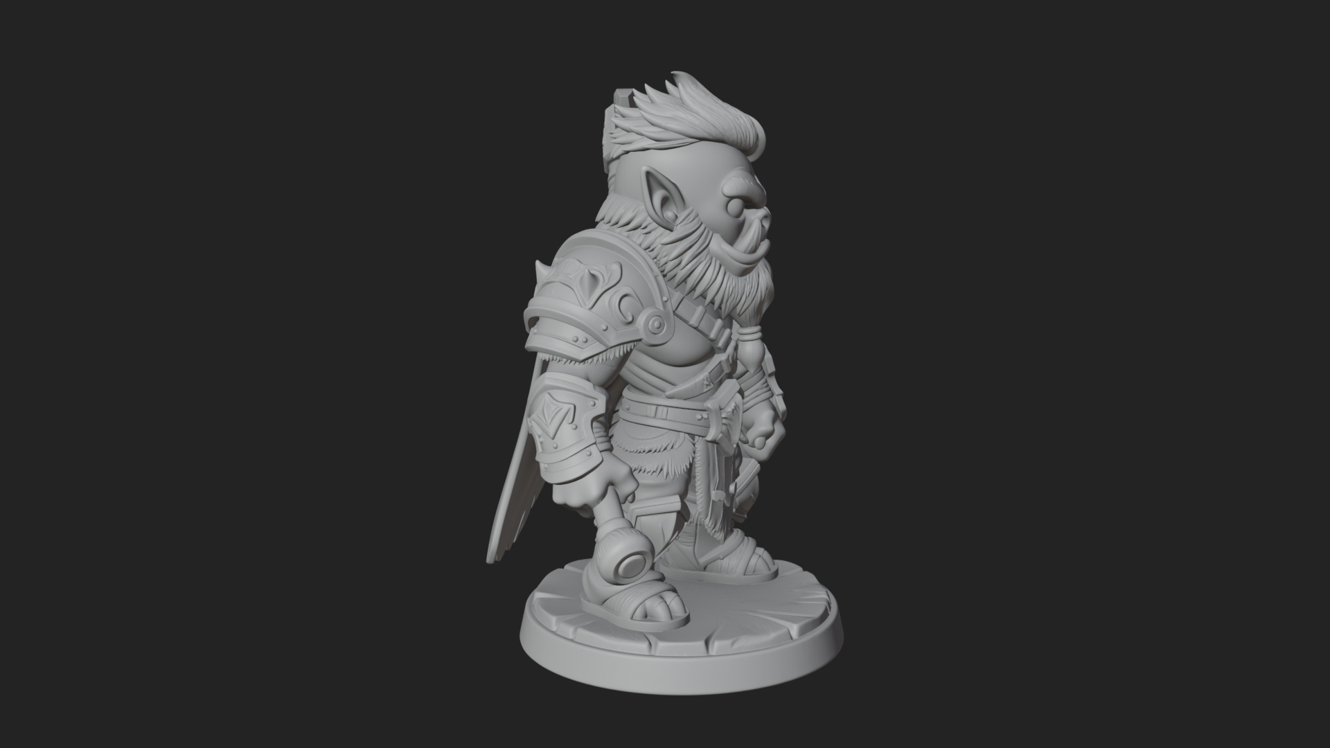 Chibi Orc with War Axe Statue Design 2 3D Print Model 3D Model