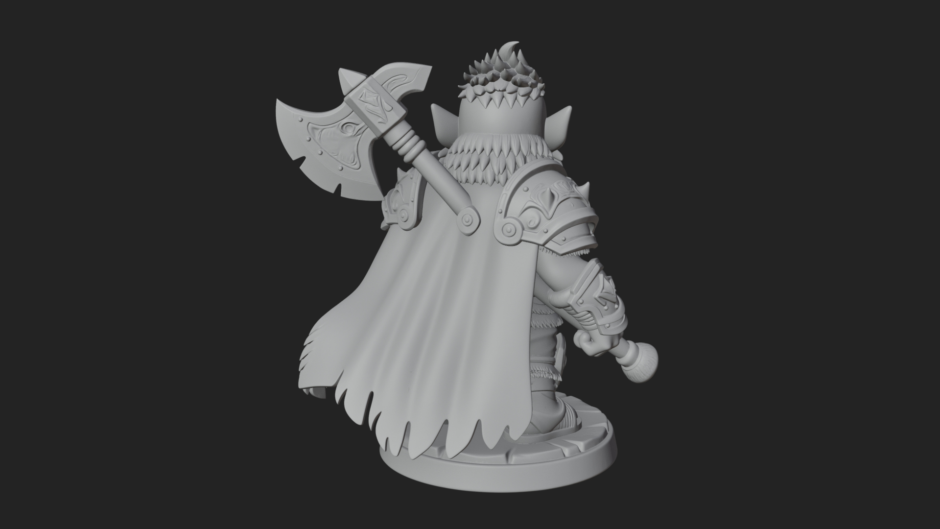 Chibi Orc with War Axe Statue Design 2 3D Print Model 3D Model