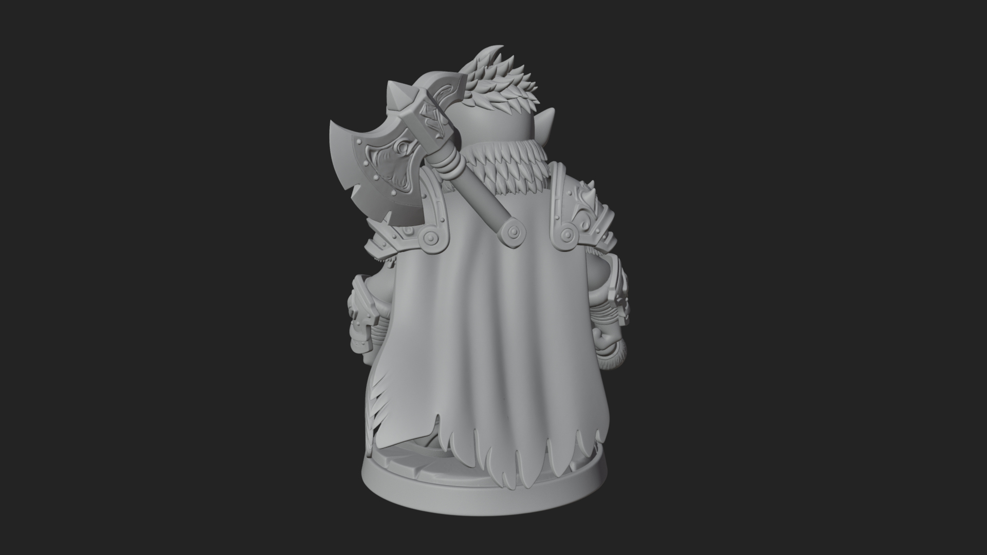 Chibi Orc with War Axe Statue Design 2 3D Print Model 3D Model