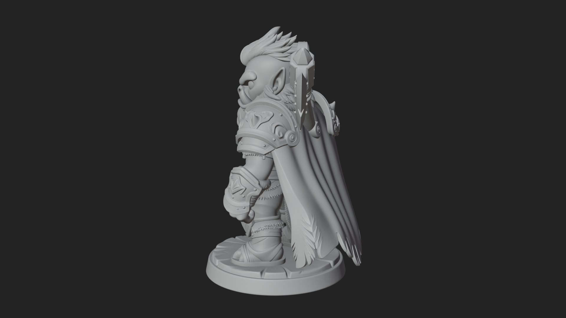 Chibi Orc with War Axe Statue Design 2 3D Print Model 3D Model