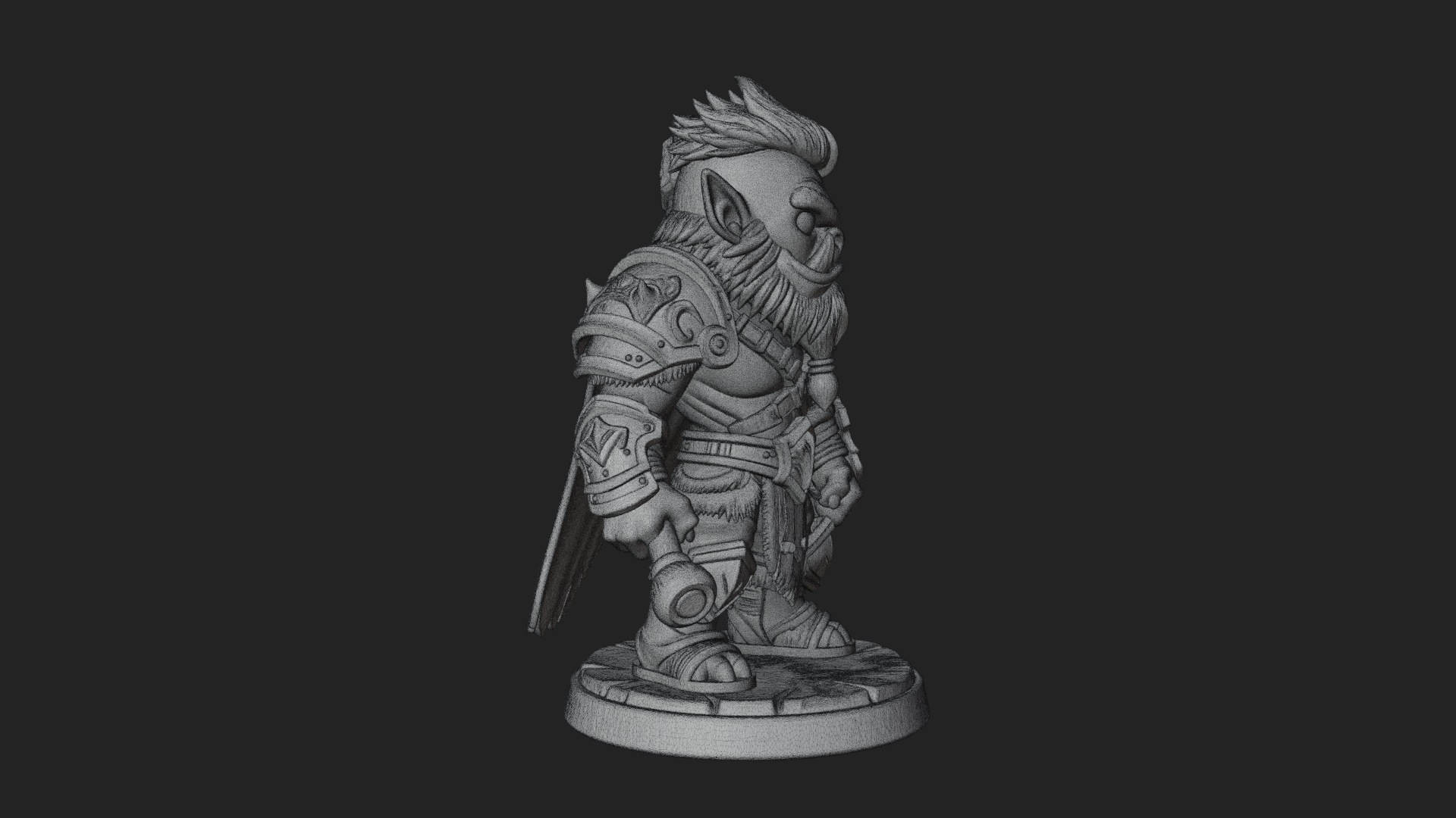 Chibi Orc with War Axe Statue Design 2 3D Print Model 3D Model