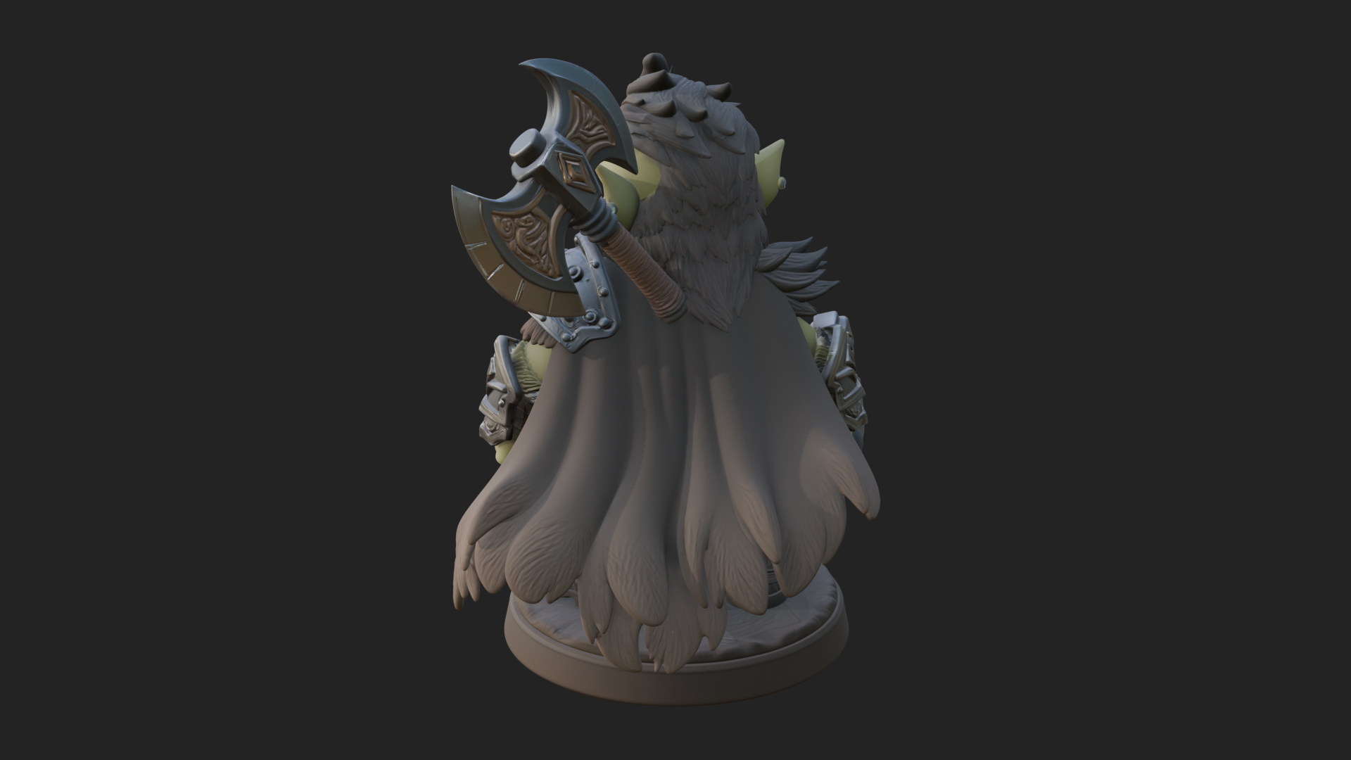 Chibi Orc with War Axe Statue Design 3 3D Print Model 3D Model