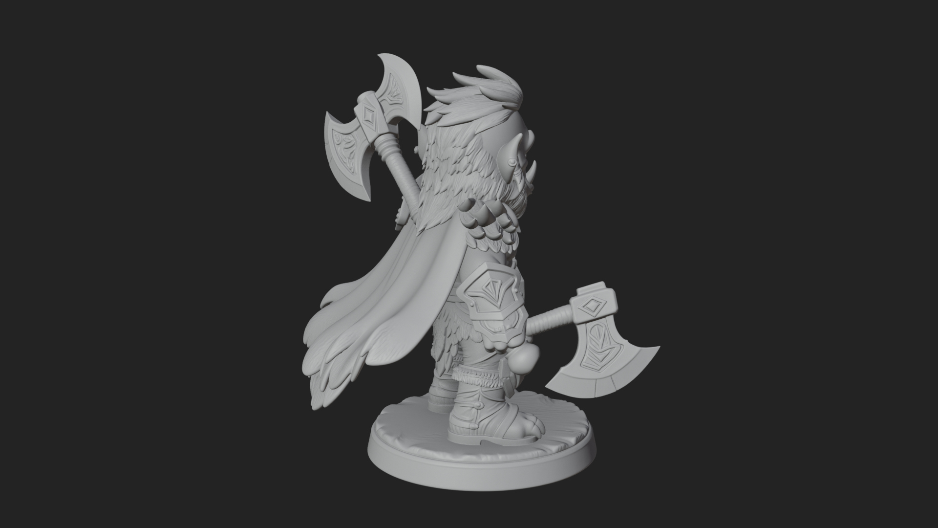Chibi Orc with War Axe Statue Design 3 3D Print Model 3D Model