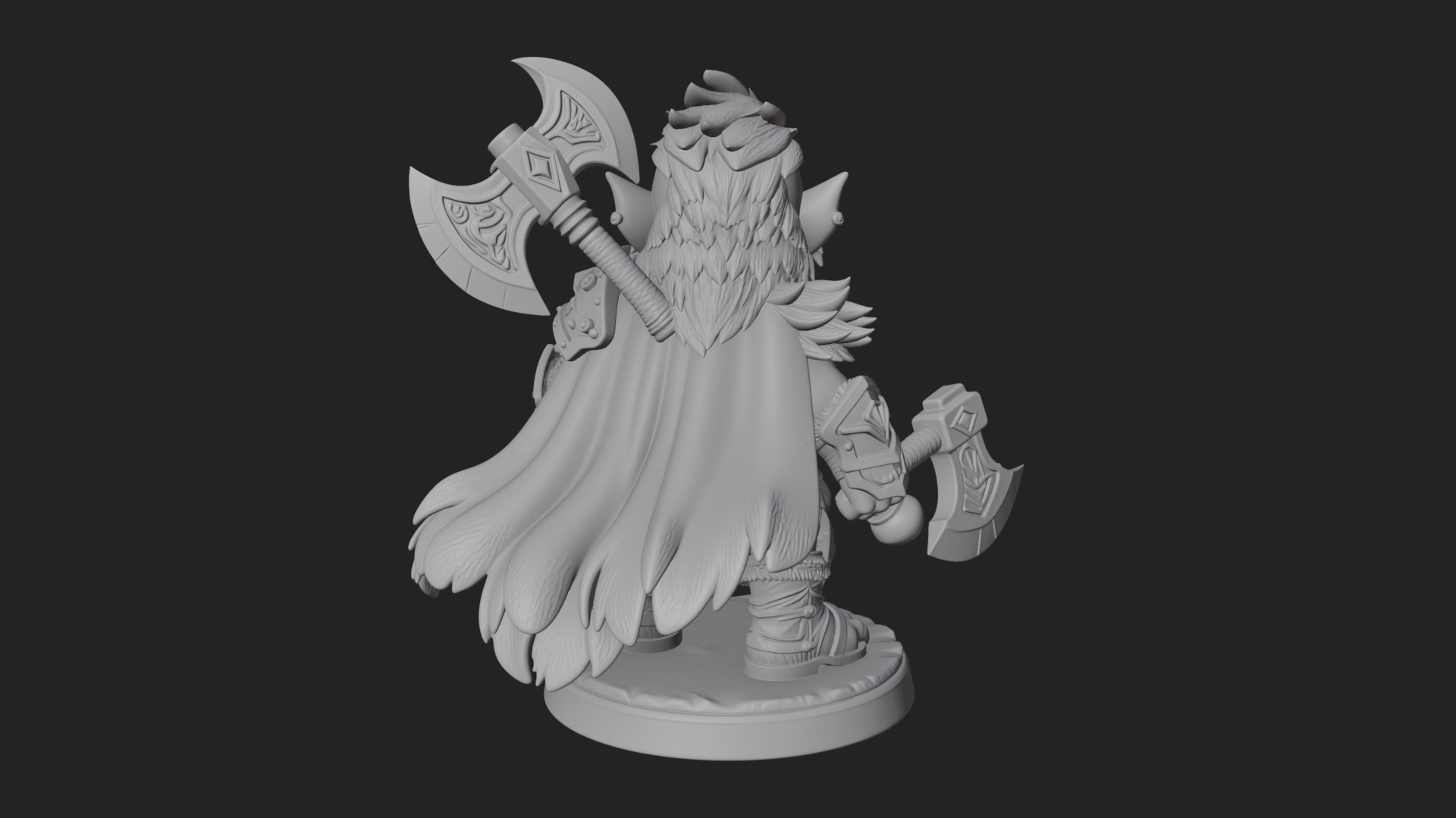 Chibi Orc with War Axe Statue Design 3 3D Print Model 3D Model