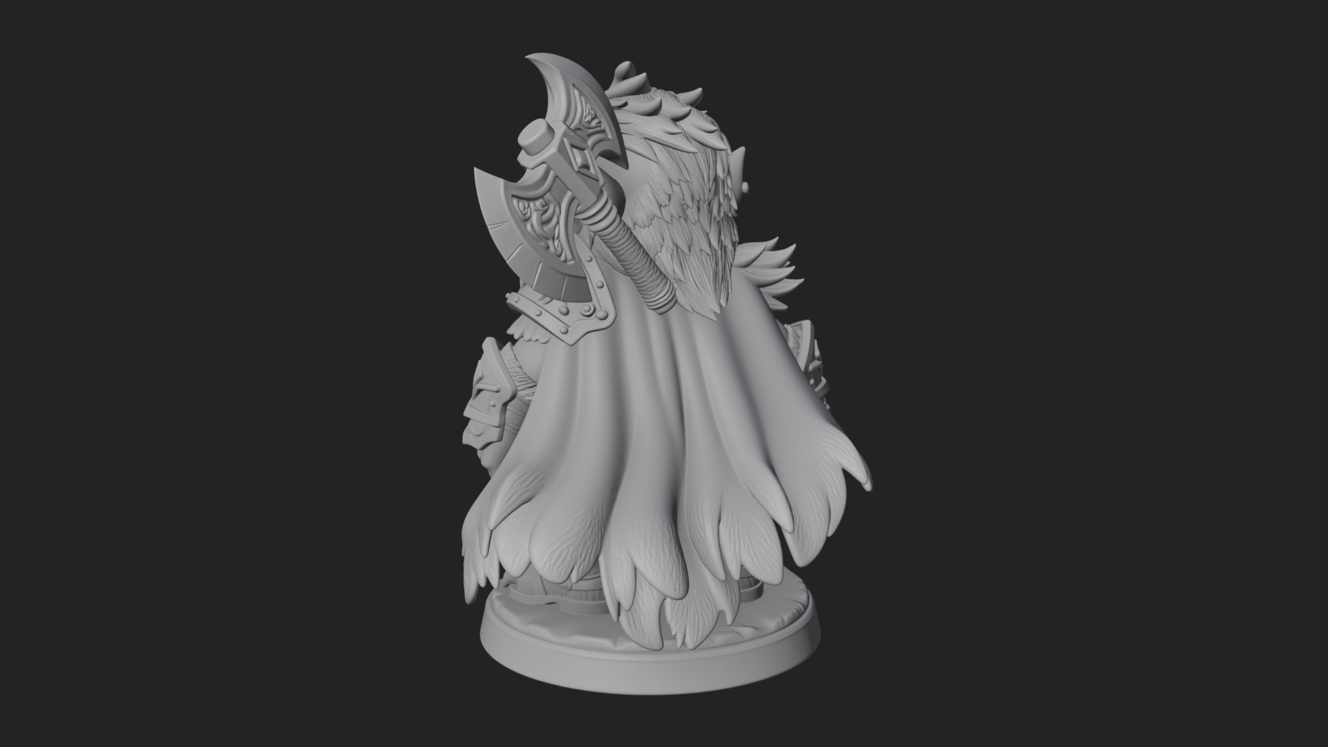 Chibi Orc with War Axe Statue Design 3 3D Print Model 3D Model