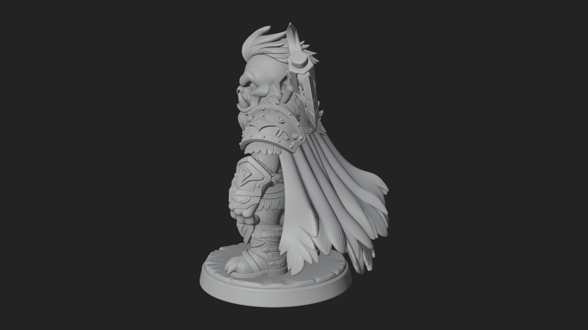 Chibi Orc with War Axe Statue Design 3 3D Print Model 3D Model