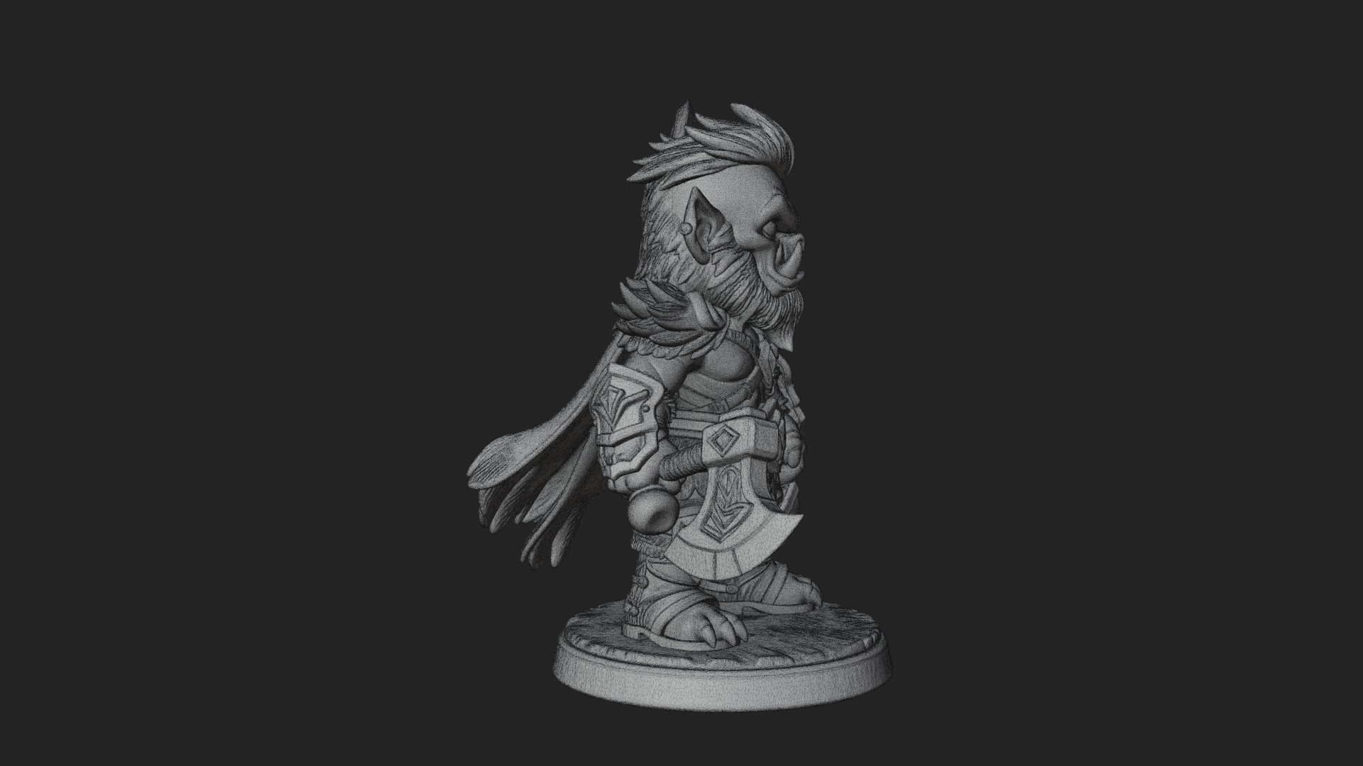 Chibi Orc with War Axe Statue Design 3 3D Print Model 3D Model