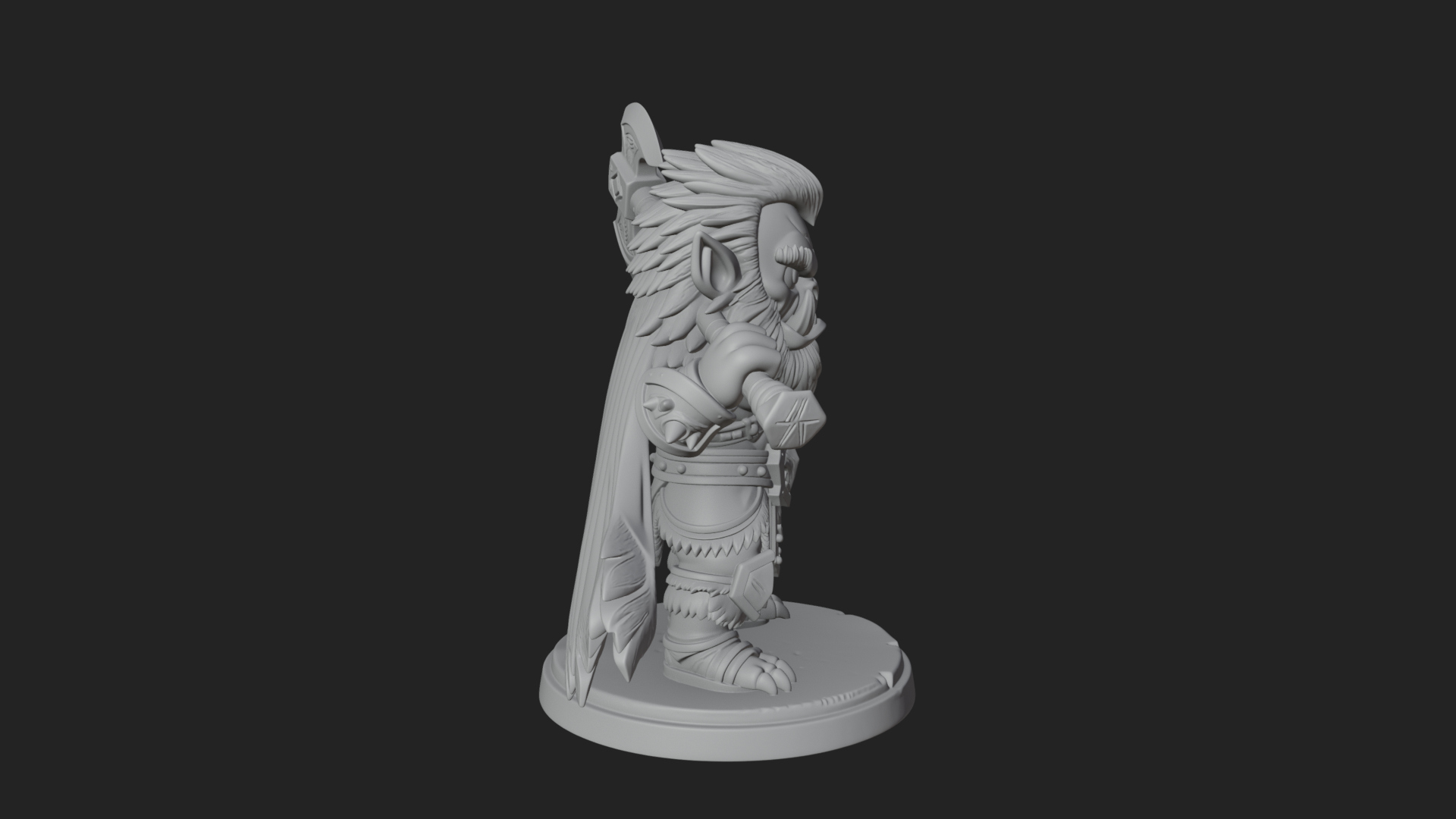 Chibi Orc with War Axe Statue Design 4 3D Print Model 3D Model