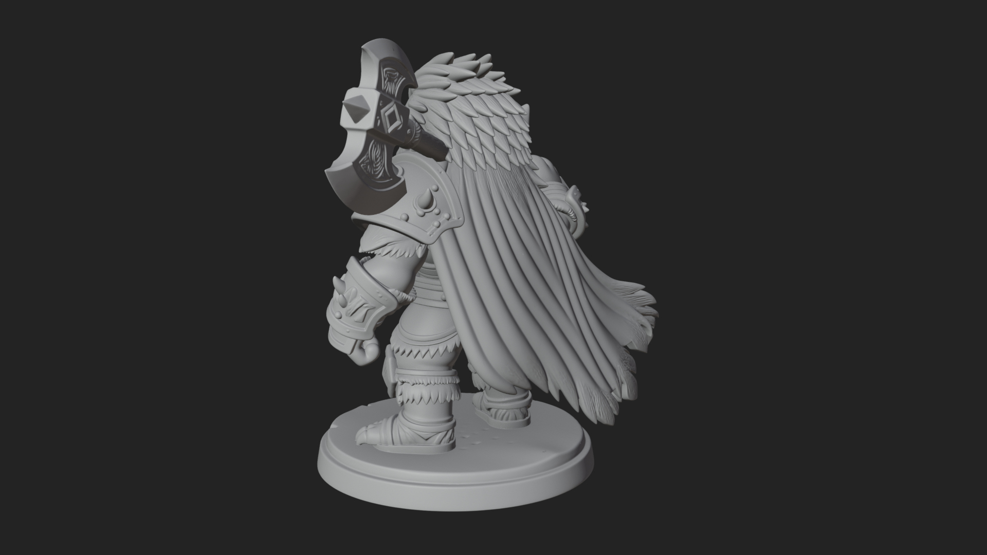 Chibi Orc with War Axe Statue Design 4 3D Print Model 3D Model