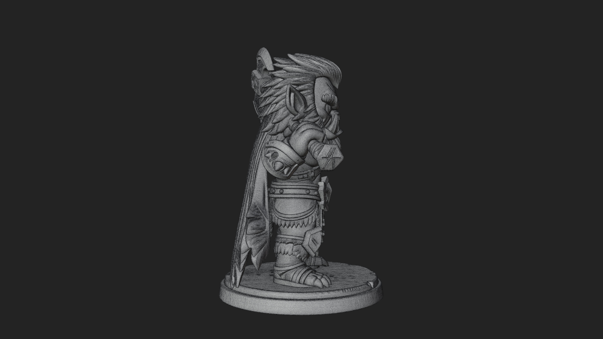 Chibi Orc with War Axe Statue Design 4 3D Print Model 3D Model
