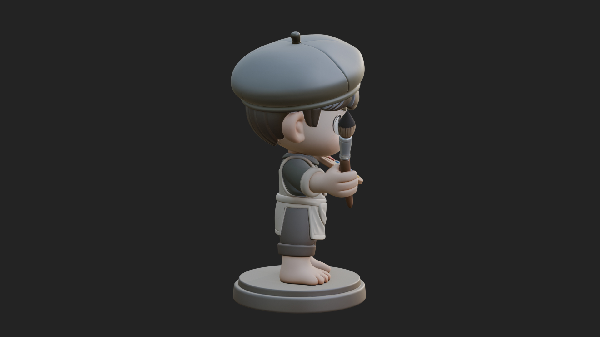 Chibi Painter Boy Statue Design 1 3D Print Model 3D Model