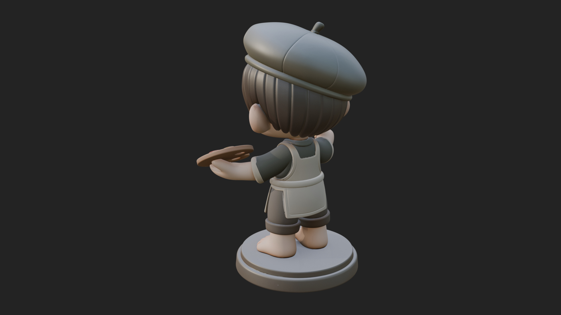 Chibi Painter Boy Statue Design 1 3D Print Model 3D Model